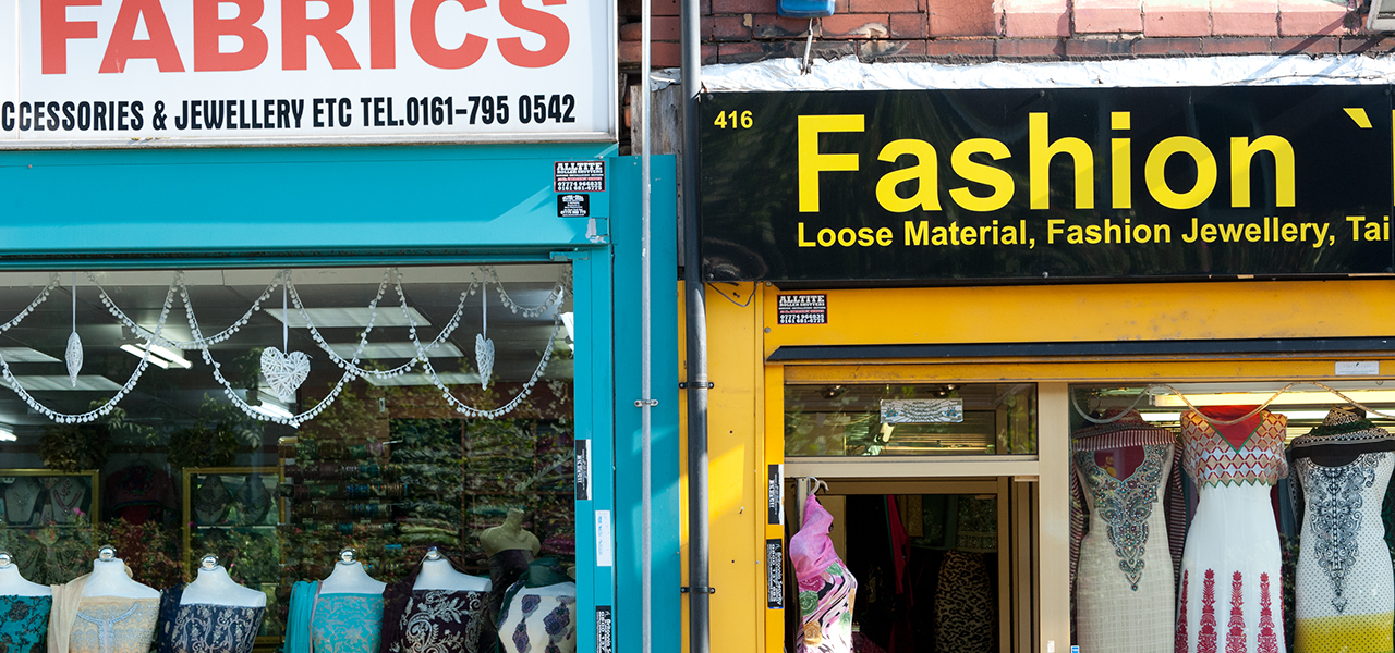 Colourful shops in Cheetham Hill