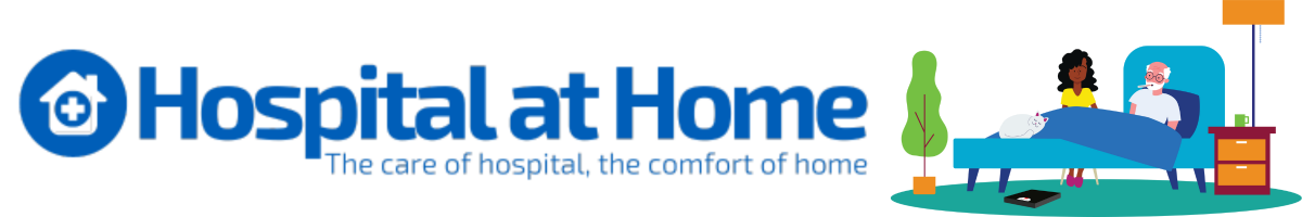 Image of a Hospital at Home web banner with a picture of a man in his bed at home